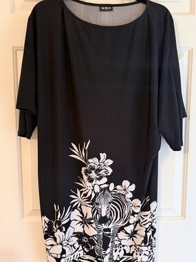 MSK Black and White Zebra Floral Shift Dress